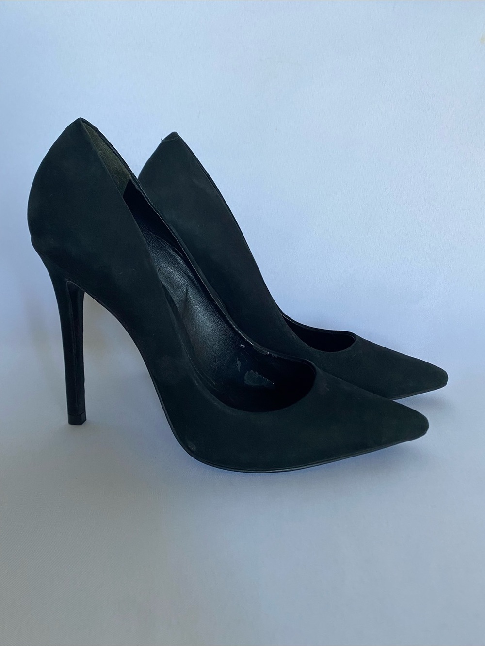 SCHUTZ Black Suede Pointed Toe Heels Pumps Size 6.5